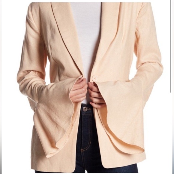 Free People Flared Sleeve Linen Blazer NWT - Picture 2 of 5